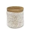 Bazar Bizar Paniers Et Corbeilles Panier De Pandan Naturel Brun Et Blanc -Accessoires de cheminée Soldes panier de pandan naturel brun et blanc
