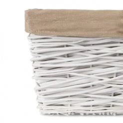 Compactor Paniers Et Corbeilles Panier De Rangement Blanc En Rotin Tressé 25x25cm -Accessoires de cheminée Soldes panier de rangement blanc en rotin tresse 25x25cm 3