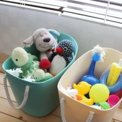 Hachiman Paniers à Linge Panier De Rangement Bleu Clair 36x29cm -Accessoires de cheminée Soldes panier de rangement bleu clair 36x29cm 3