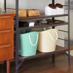 Hachiman Paniers à Linge Panier De Rangement Bleu Clair 36x29cm -Accessoires de cheminée Soldes panier de rangement bleu clair 36x29cm 4