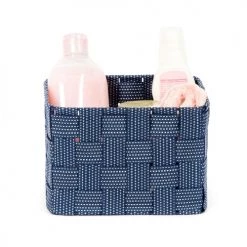 Compactor Paniers Et Corbeilles Panier De Rangement Bleu En Sangles Tressées 19x14cm -Accessoires de cheminée Soldes panier de rangement bleu en sangles tressees 19x14cm 3