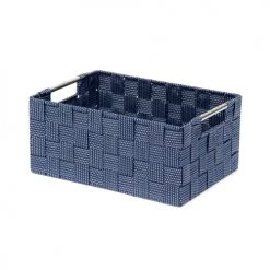 Compactor Paniers Et Corbeilles Panier De Rangement Bleu En Sangles Tressées 32x24cm