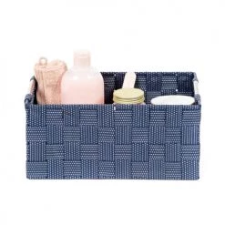 Compactor Paniers Et Corbeilles Panier De Rangement Bleu En Sangles Tressées 32x24cm -Accessoires de cheminée Soldes panier de rangement bleu en sangles tressees 32x24cm 4