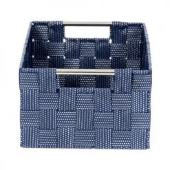 Compactor Paniers Et Corbeilles Panier De Rangement Bleu En Sangles Tressées 32x24cm -Accessoires de cheminée Soldes panier de rangement bleu en sangles tressees 32x24cm 5
