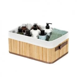 Compactor Paniers Et Corbeilles Panier De Rangement En Bambou 32x25cm -Accessoires de cheminée Soldes panier de rangement en bambou 32x25cm 1