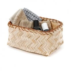 Compactor Paniers Et Corbeilles Panier De Rangement En Bambou Tressé 26x19cm -Accessoires de cheminée Soldes panier de rangement en bambou tresse 26x19cm 3