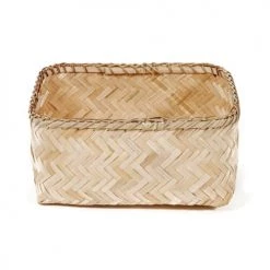 Compactor Paniers Et Corbeilles Panier De Rangement En Bambou Tressé 30x23cm -Accessoires de cheminée Soldes panier de rangement en bambou tresse 30x23cm 1
