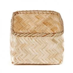 Compactor Paniers Et Corbeilles Panier De Rangement En Bambou Tressé 30x23cm -Accessoires de cheminée Soldes panier de rangement en bambou tresse 30x23cm 2