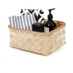 Compactor Paniers Et Corbeilles Panier De Rangement En Bambou Tressé 30x23cm -Accessoires de cheminée Soldes panier de rangement en bambou tresse 30x23cm 3