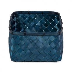 Compactor Paniers Et Corbeilles Panier De Rangement En Bambou Tressé Bleu 30x23cm -Accessoires de cheminée Soldes panier de rangement en bambou tresse bleu 30x23cm 2