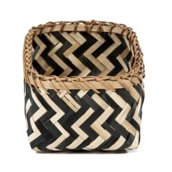 Compactor Paniers Et Corbeilles Panier De Rangement En Bambou Tressé Noir 23x15cm -Accessoires de cheminée Soldes panier de rangement en bambou tresse noir 23x15cm 2