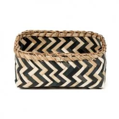 Compactor Paniers Et Corbeilles Panier De Rangement En Bambou Tressé Noir 23x15cm -Accessoires de cheminée Soldes panier de rangement en bambou tresse noir 23x15cm 4