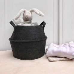 Compactor Paniers Et Corbeilles Panier De Rangement En Feutrine H25cm -Accessoires de cheminée Soldes panier de rangement en feutrine h25cm 5