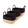 Compactor Paniers Et Corbeilles Panier De Rangement En Jute Et Coton Noir - Lot De 3 -Accessoires de cheminée Soldes panier de rangement en jute et coton noir lot de 3
