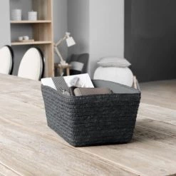 Compactor Paniers Et Corbeilles Panier De Rangement En Paille Tressée 32x22cm -Accessoires de cheminée Soldes panier de rangement en paille tressee 32x22cm 2