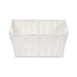 Compactor Paniers Et Corbeilles Panier De Rangement En Papier Tressé Blanc 31x24cm -Accessoires de cheminée Soldes panier de rangement en papier tresse blanc 31x24cm 2