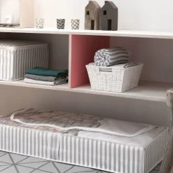 Compactor Paniers Et Corbeilles Panier De Rangement En Papier Tressé Blanc 31x24cm -Accessoires de cheminée Soldes panier de rangement en papier tresse blanc 31x24cm 3