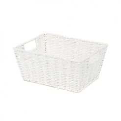 Compactor Paniers Et Corbeilles Panier De Rangement En Papier Tressé Blanc 31x24cm -Accessoires de cheminée Soldes panier de rangement en papier tresse blanc 31x24cm 5