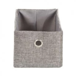 Compactor Paniers Et Corbeilles Panier De Rangement En Tissu Polyester Gris 23x15cm -Accessoires de cheminée Soldes panier de rangement en tissu polyester gris 23x15cm 2