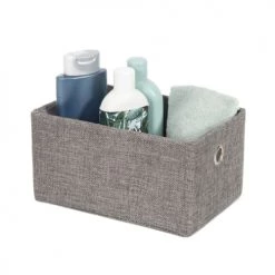Compactor Paniers Et Corbeilles Panier De Rangement En Tissu Polyester Gris 23x15cm -Accessoires de cheminée Soldes panier de rangement en tissu polyester gris 23x15cm 3