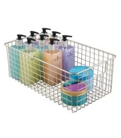 IDesign Paniers Et Corbeilles Panier De Rangement Filaire En Acier - Argent -Accessoires de cheminée Soldes panier de rangement filaire en acier argent 1