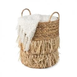 Compactor Paniers Et Corbeilles Panier De Rangement Jacinthe D'eau H48cm -Accessoires de cheminée Soldes panier de rangement jacinthe d eau h48cm 5