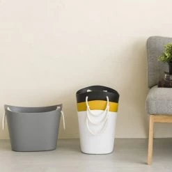 Hachiman Paniers à Linge Panier De Rangement Noir 50 X 38 X 33 Cm -Accessoires de cheminée Soldes panier de rangement noir 50 x 38 x 33 cm 4