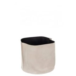 LANADECO Paniers Et Corbeilles Panier De Rangement Rond Bas Cuir Marron -Accessoires de cheminée Soldes panier de rangement rond bas cuir beige 2