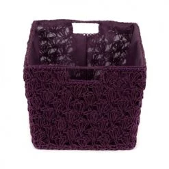 Compactor Paniers Et Corbeilles Panier Dentelle Au Crochet Violet 35x20cm -Accessoires de cheminée Soldes panier dentelle au crochet violet 35x20cm 2