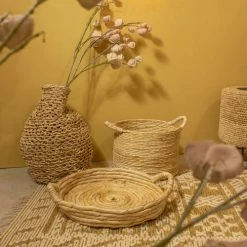 Now’s Home Paniers Et Corbeilles Panier En Abaca Avec Poignées D38cm -Accessoires de cheminée Soldes panier en abaca avec poignees d38cm 1