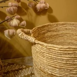 Now’s Home Paniers Et Corbeilles Panier En Abaca Avec Poignées D38cm -Accessoires de cheminée Soldes panier en abaca avec poignees d38cm 2