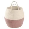 Lorena Canals Paniers Et Corbeilles Panier En Coton Blanc Et Rose 35xØ30 -Accessoires de cheminée Soldes panier en coton blanc et rose 35xoe30