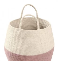 Lorena Canals Paniers Et Corbeilles Panier En Coton Blanc Et Rose 35xØ30 -Accessoires de cheminée Soldes panier en coton blanc et rose 35xoe30 2