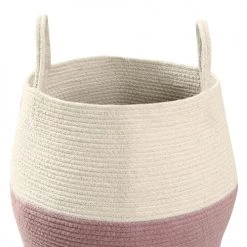 Lorena Canals Paniers Et Corbeilles Panier En Coton Blanc Et Rose 35xØ30 -Accessoires de cheminée Soldes panier en coton blanc et rose 35xoe30 3