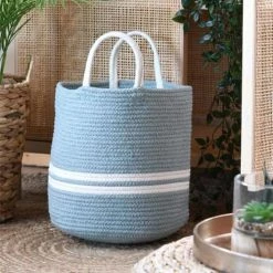 Stof Paniers Et Corbeilles Panier En Coton Jade -Accessoires de cheminée Soldes panier en coton jade 4