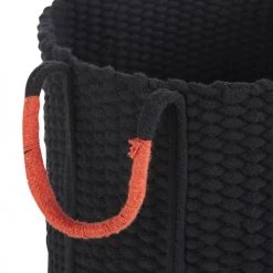 Beliani Paniers Et Corbeilles Panier En Coton Noir -Accessoires de cheminée Soldes panier en coton noir 2