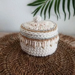 My Bliss Home Paniers Et Corbeilles Panier En Crochet Avec Couvercle D10xH7 Cm -Accessoires de cheminée Soldes panier en crochet avec couvercle d10xh7 cm 4