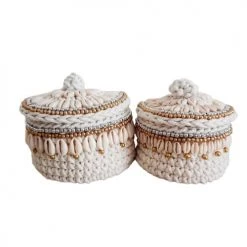 My Bliss Home Paniers Et Corbeilles Panier En Crochet Avec Couvercle D15xH8 Cm