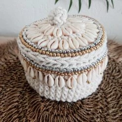 My Bliss Home Paniers Et Corbeilles Panier En Crochet Avec Couvercle D15xH8 Cm -Accessoires de cheminée Soldes panier en crochet avec couvercle d15xh8 cm 3