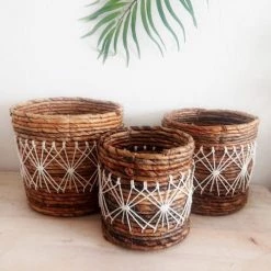 My Bliss Home Paniers Et Corbeilles Panier En Feuille De Bananier 16x15 Cm -Accessoires de cheminée Soldes panier en feuille de bananier 16x15 cm 10