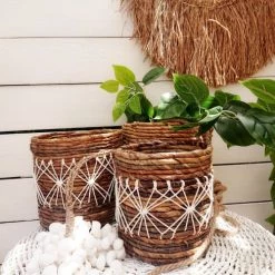 My Bliss Home Paniers Et Corbeilles Panier En Feuille De Bananier 16x15 Cm -Accessoires de cheminée Soldes panier en feuille de bananier 16x15 cm 8