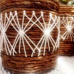 My Bliss Home Paniers Et Corbeilles Panier En Feuille De Bananier 16x15 Cm -Accessoires de cheminée Soldes panier en feuille de bananier 16x15 cm 9