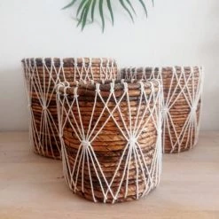 My Bliss Home Paniers Et Corbeilles Panier En Feuille De Bananier 18x16 Cm -Accessoires de cheminée Soldes panier en feuille de bananier 18x16 cm 4