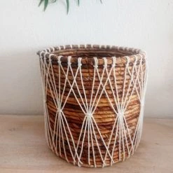 My Bliss Home Paniers Et Corbeilles Panier En Feuille De Bananier 18x16 Cm -Accessoires de cheminée Soldes panier en feuille de bananier 18x16 cm 5