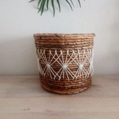 My Bliss Home Paniers Et Corbeilles Panier En Feuille De Bananier 20x20 Cm -Accessoires de cheminée Soldes panier en feuille de bananier 20x20 cm 5