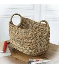 Casâme Paniers Et Corbeilles Panier En Jacinthe D'eau Avec Poignées - L36xP19xH22 - Beige -Accessoires de cheminée Soldes panier en jacinthe d eau avec poignees l36xp19xh22 beige 1