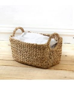 Casâme Paniers Et Corbeilles Panier En Jacinthe D'eau Avec Poignées - L36xP19xH22 - Beige -Accessoires de cheminée Soldes panier en jacinthe d eau avec poignees l36xp19xh22 beige 3
