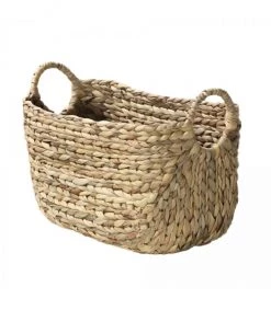 Casâme Paniers Et Corbeilles Panier En Jacinthe D'eau Avec Poignées - L40xP23xH26 - Beige