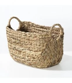 Casâme Paniers Et Corbeilles Panier En Jacinthe D'eau Avec Poignées - L40xP23xH26 - Beige -Accessoires de cheminée Soldes panier en jacinthe d eau avec poignees l40xp23xh26 beige 3