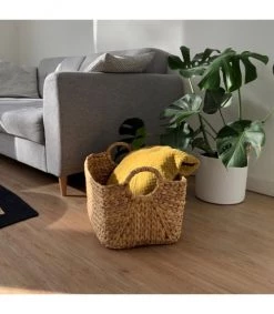 Casâme Paniers Et Corbeilles Panier En Jacinthe D'eau Avec Poignées - L46xP27xH27 - Beige -Accessoires de cheminée Soldes panier en jacinthe d eau avec poignees l46xp27xh27 beige 2